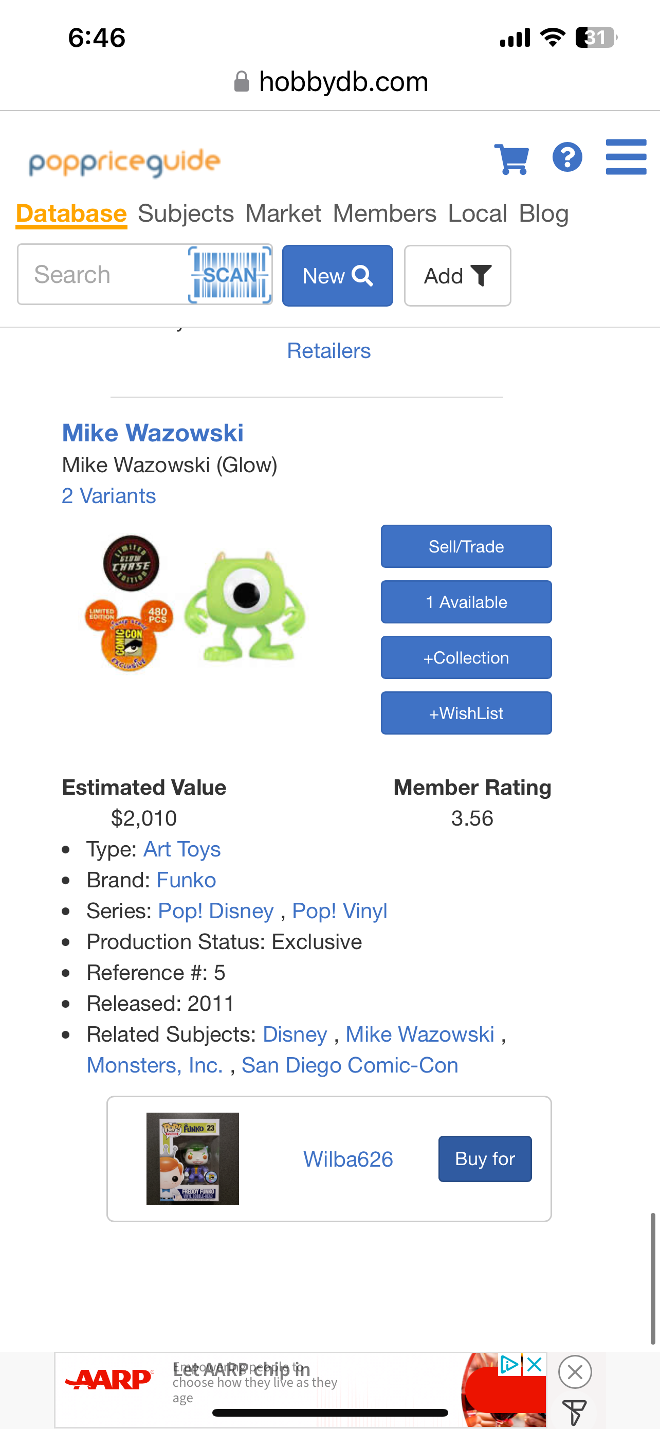 Mike Wazowski Funko Pop Grail