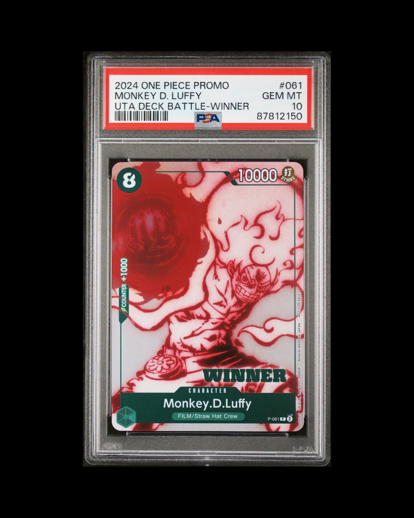 2024 One Piece Promo Monkey D. Luffy Uta Deck Battle Winner Card - Gem 10 Mint